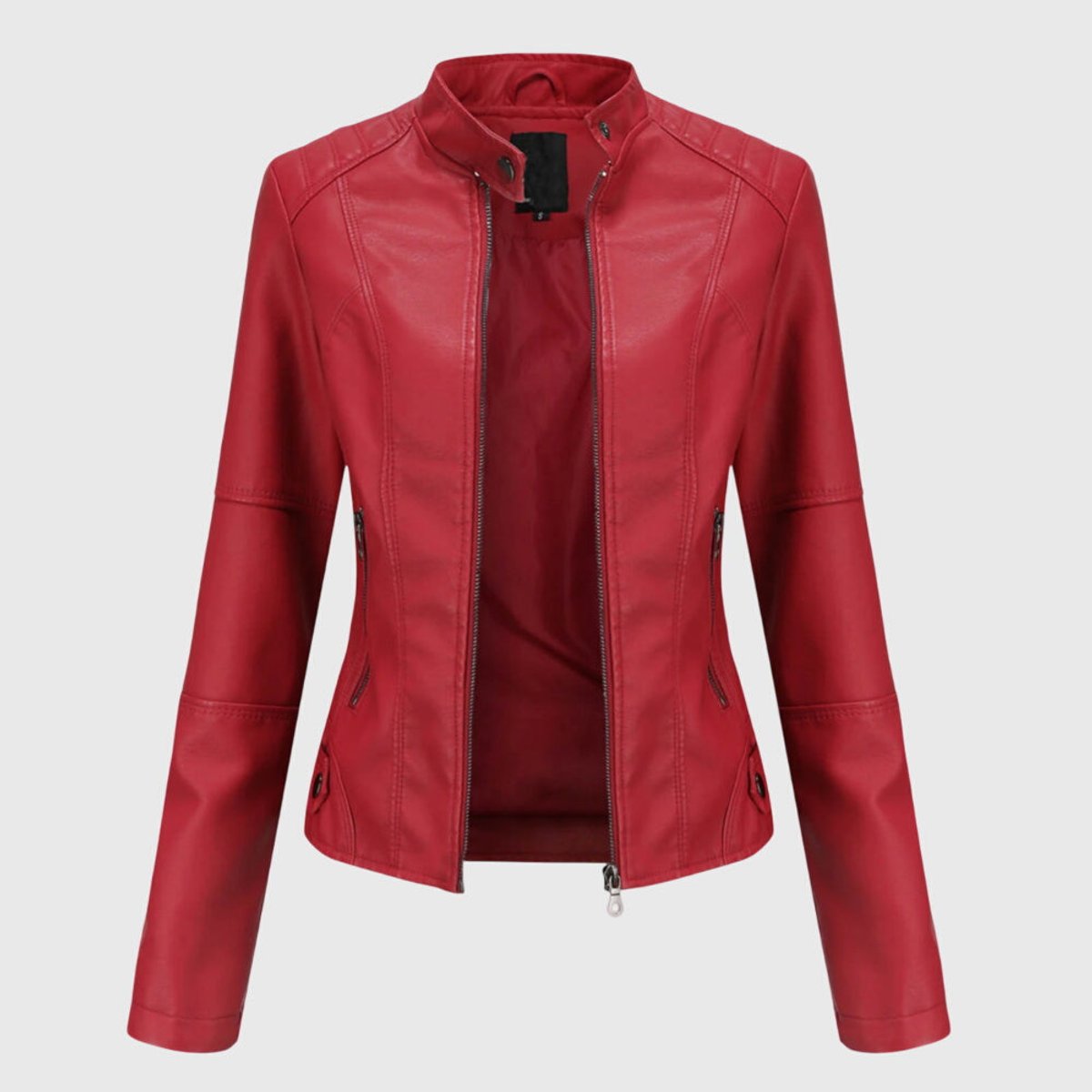 Miranda | Chaqueta Biker Slim con Cuello Mao y Cremallera