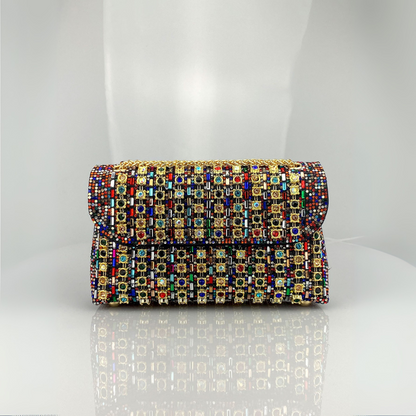 Alba | Bolso de Hombro con Cadena Chic y Diamantes de Color