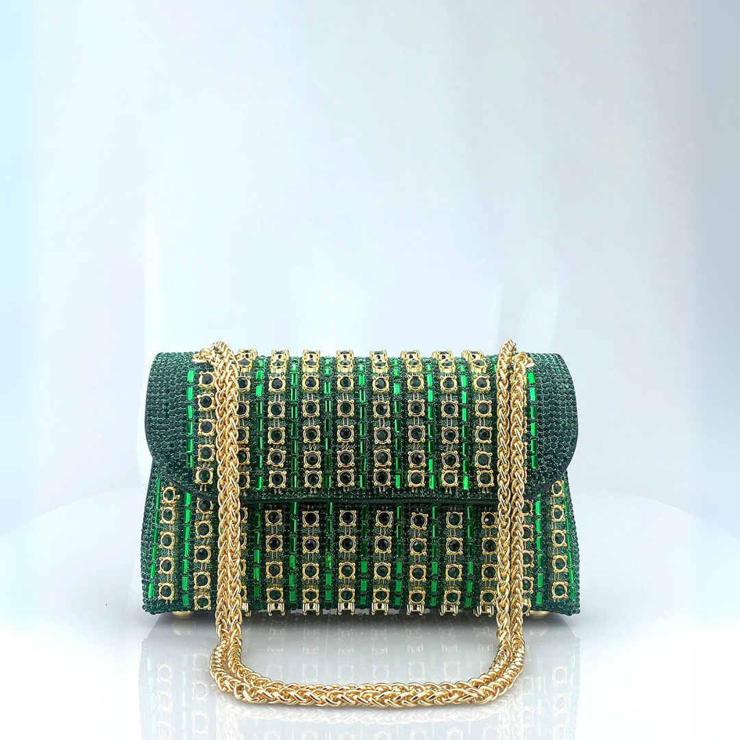 Alba | Bolso de Hombro con Cadena Chic y Diamantes de Color