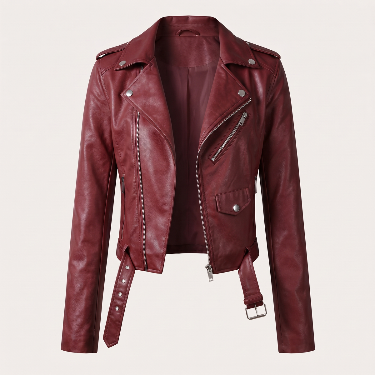 Lucilla | Chaqueta Biker Corta con Cinturón