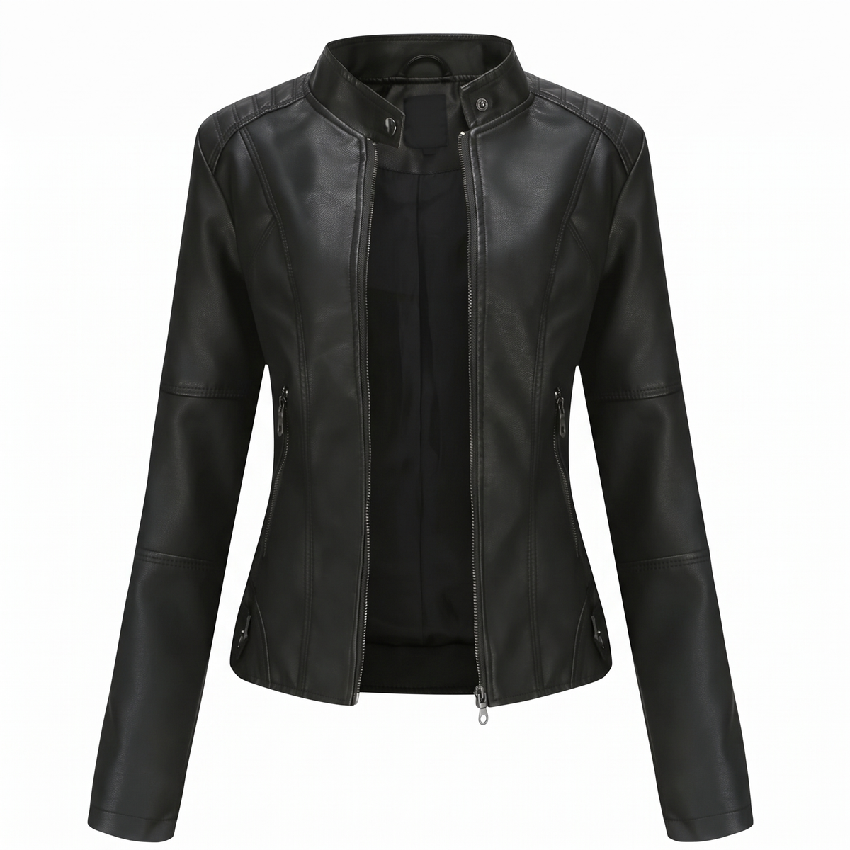 Miranda | Chaqueta Biker Slim con Cuello Mao y Cremallera