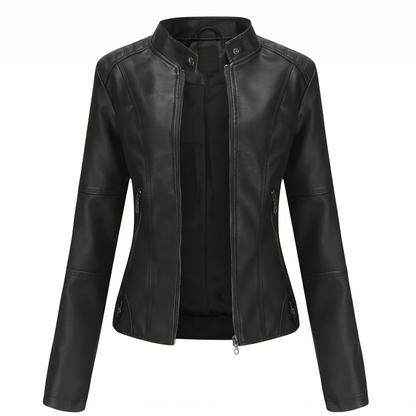 Miranda | Chaqueta Biker Slim con Cuello Mao y Cremallera