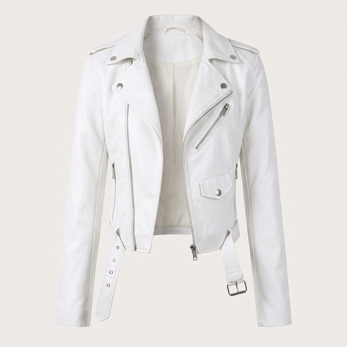 Lucilla | Chaqueta Biker Corta con Cinturón