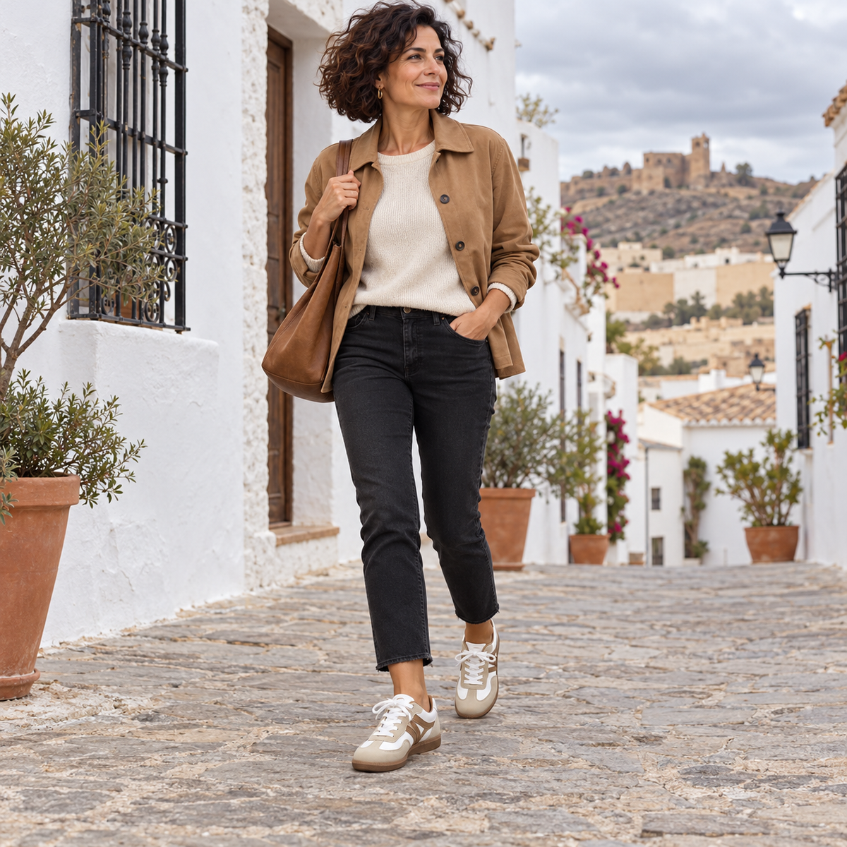 Mujer llevando Anke | Zapatillas de Suela Ergonómica Antifatiga en una escena lifestyle