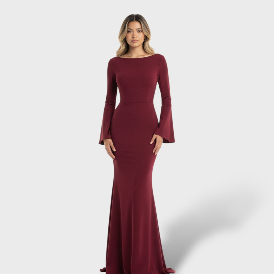 Vestido Maxi Elegante Manga Larga Mujer