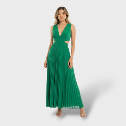 Vestido maxi plisado mujer elegante