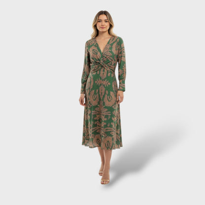 Vestido maxi boho envolvente elegante
