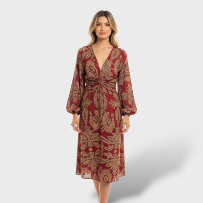 Vestido maxi boho envolvente elegante