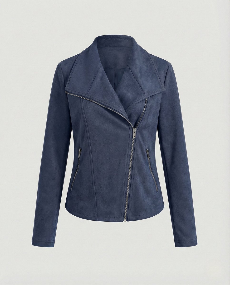 Corinna | Chaqueta Biker de Efecto Ante con Cremallera Asimétrica