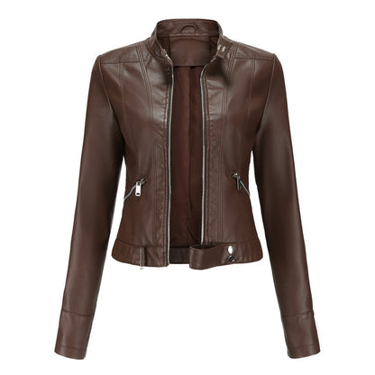 Luana | Chaqueta Biker Corta con Cuello Mao