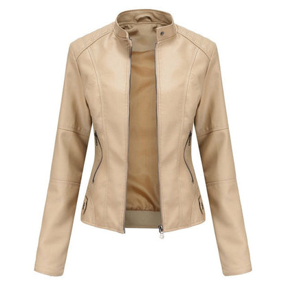 Romina | Chaqueta Biker Refinada con Cuello Mao