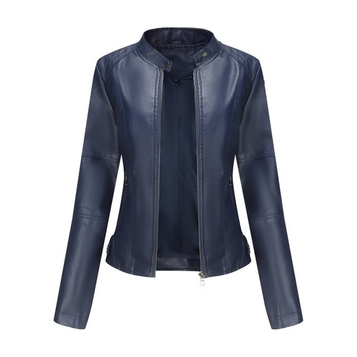 Romina | Chaqueta Biker Refinada con Cuello Mao