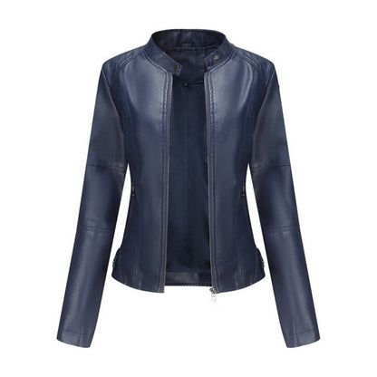 Romina | Chaqueta Biker Refinada con Cuello Mao
