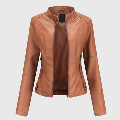 Miranda | Chaqueta Biker Slim con Cuello Mao y Cremallera
