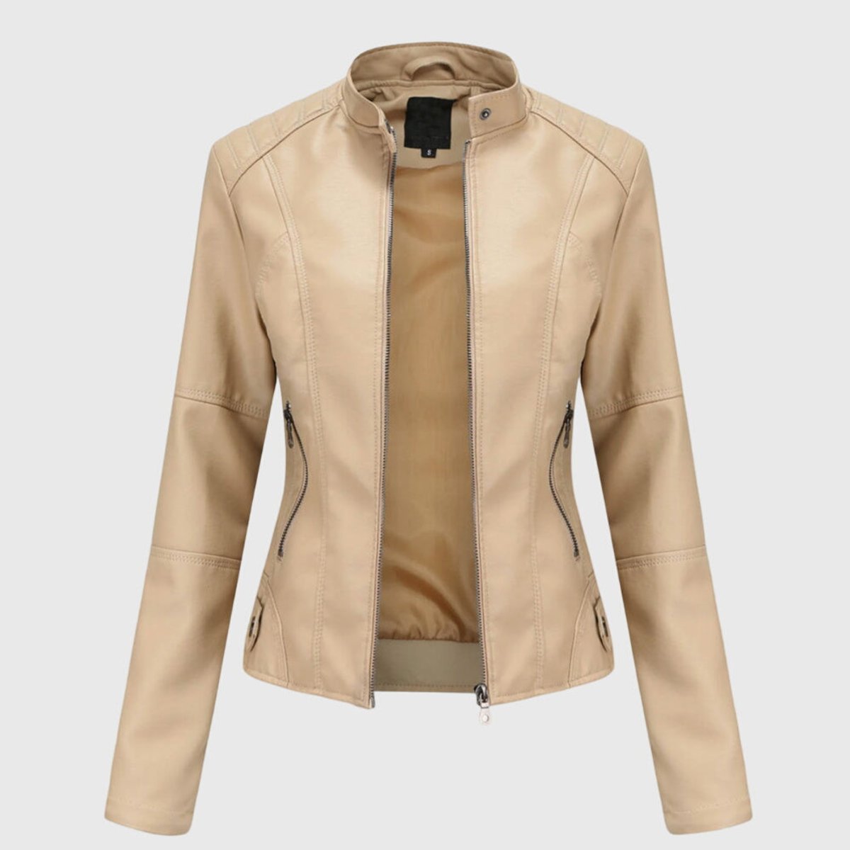 Miranda | Chaqueta Biker Slim con Cuello Mao y Cremallera