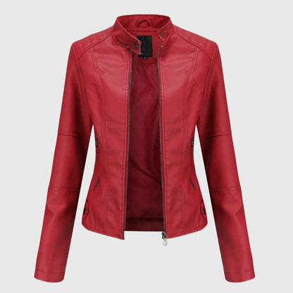 Miranda | Chaqueta Biker Slim con Cuello Mao y Cremallera